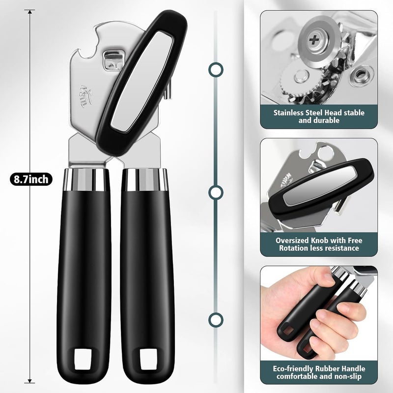 Yannier Multifunctional Heavy Duty Can Opener Manual Smooth Edge Can Opener and Bottle Openers with Magnet Durable Sharp Cutting Blade Comfortable Handle Big Effort-Saving Knob Kitchen Tool - Image 2